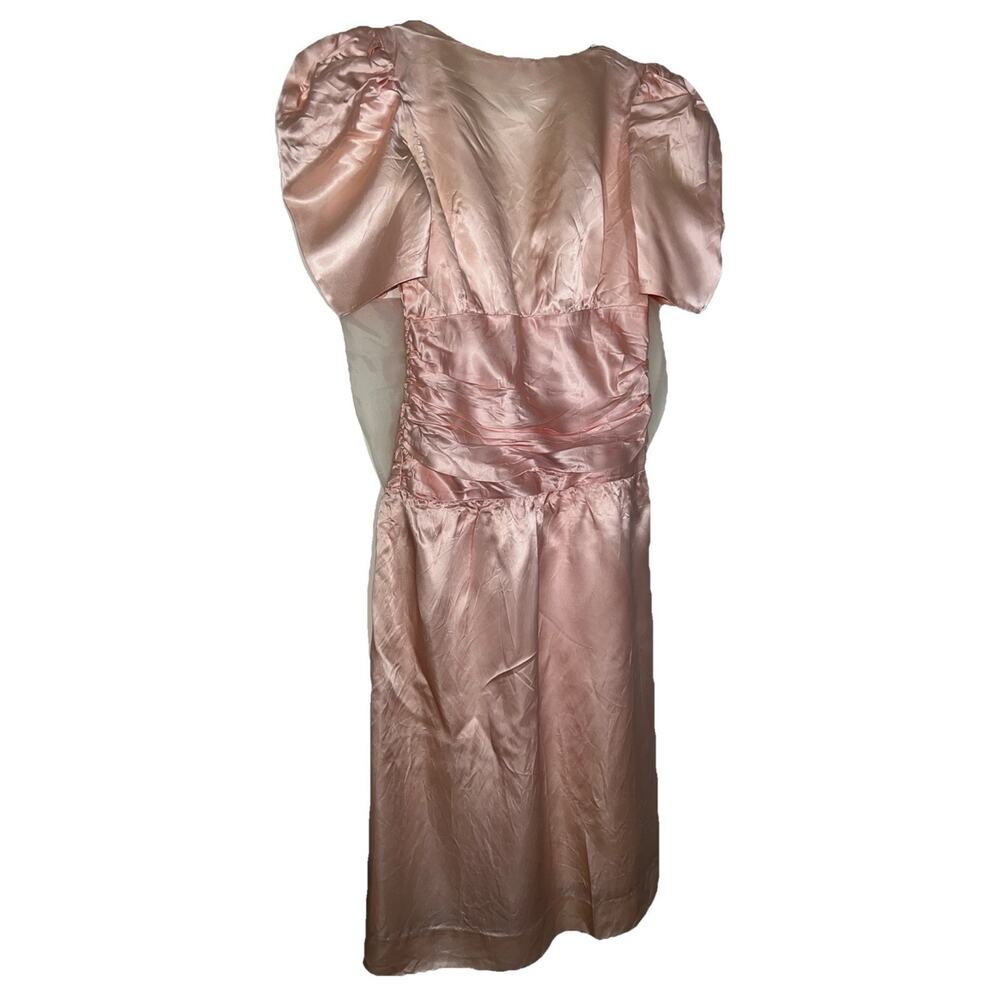 Vintage 1980s Prom Dress Petite Size 10 Pink Peach Party Dress Halloween Bow